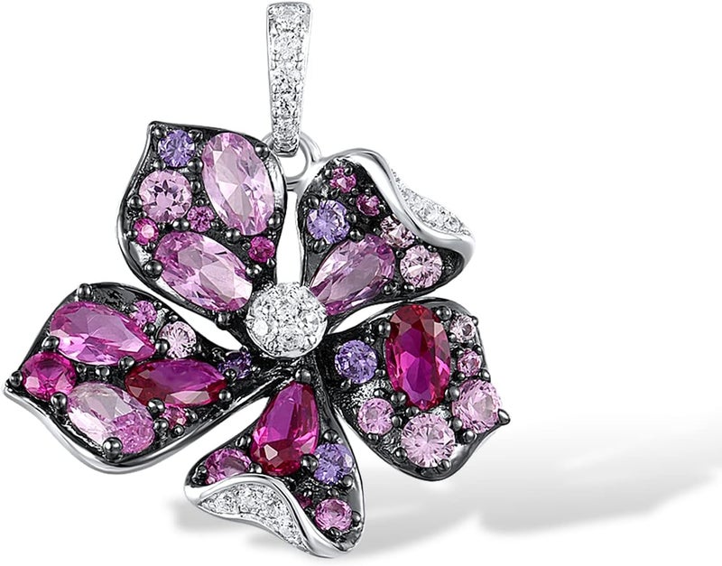 Santuzza Sterling Silver Gemstone Flower Pendant for Women - Image 1